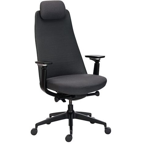 Chaise de bureau NOVARA - Tissu et maille - avec accoudoirs, appui-tête, réglage profondeur d'assise et soutien lombaire - Mécanisme Synchr - Maxiburo (1/5)
