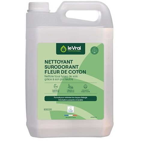 Nettoyant Surodorant concentré Fleur de coton Le Vrai Professionnel - Bidon de 5 L (1/2)