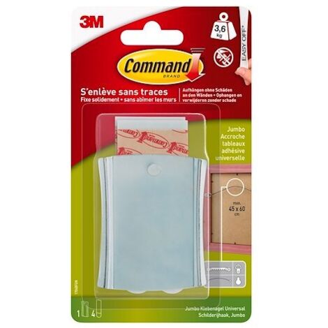 Accroche adhésif tête de clou acier – Charge maximale 3,6 kg – Fixation sans trous pour surfaces lisses – Technologie 3M stretch-release – Command