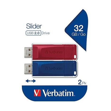 Clé USB VERBATIM Slider, 32 Go, pack de 2 (1/5)