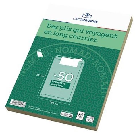 Pochette kraft milleraies brun 260 x 330 mm La Couronne sans fenêtre - Boîte de 50 (1/5)