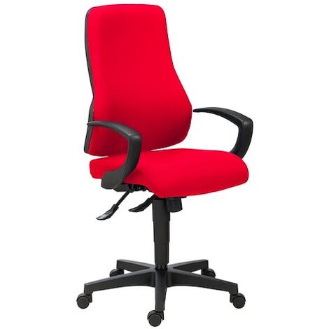Chaise de bureau Top Point tissu - dossier haut avec accoudoirs fixes - mécanisme Synchrone - pieds noir - rouge - Maxiburo (1/5)