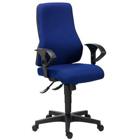Chaise de bureau Top Point tissu - dossier haut avec accoudoirs 2D - mécanisme Synchrone - pieds noir - bleu - Maxiburo (1/5)