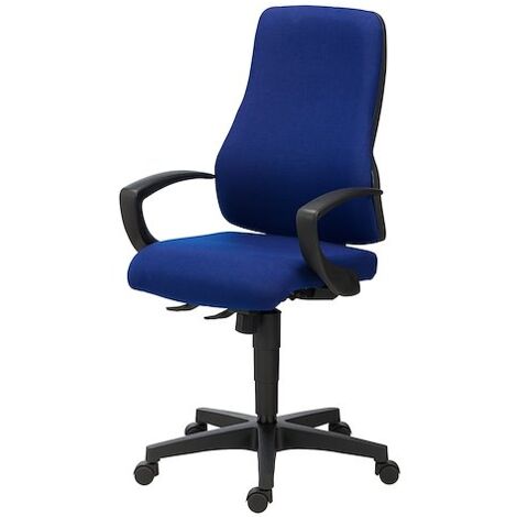 Chaise de bureau Top Point tissu - dossier haut avec accoudoirs fixes - mécanisme Synchrone - pieds noir - bleu - Maxiburo (1/5)
