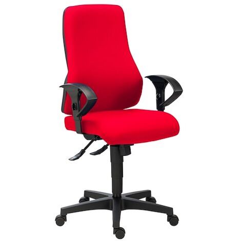 Chaise de bureau Top Point tissu - dossier haut avec accoudoirs 2D - mécanisme Synchrone - pieds noir - rouge - Maxiburo (1/5)