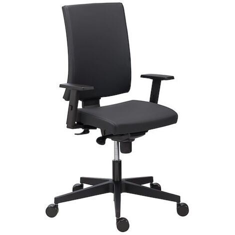 Chaise de bureau Navigo simili cuir noir - dossier haut avec accoudoirs réglables 3D - mécanisme Synchrone - pieds noir - Maxiburo (1/5)