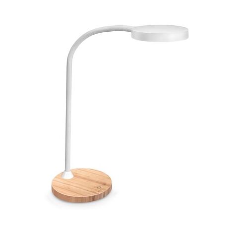 Lampe de bureau Led intégrée Flex - Cep - 5,46 W - Bras flexible - blanc/bois (1/5)