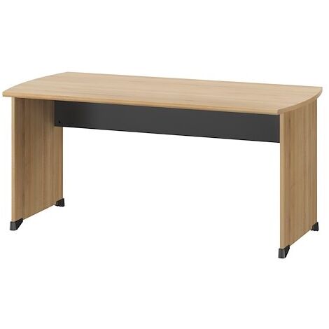 Bureau droit chêne L 160 x P 80 cm piètement plein bois - jazz - Maxiburo (1/3)
