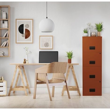 Classeur monobloc 4 tiroirs pour dossiers suspendus - terracotta - Maxiburo