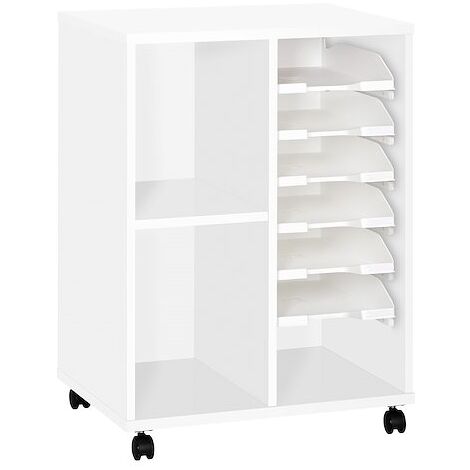 Desserte mobile mixte bois 6 corbeilles coulissantes Pixy - Corps blanc - Maxiburo (1/2)