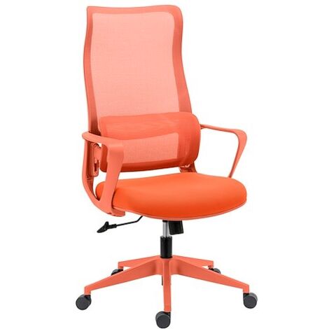 Chaise de bureau LINEA - tissu et maille - avec accoudoirs, appui-tête et soutien lombaire - Mécanisme Basculant centré - Pied nylon - orange - Maxiburo (1/5)