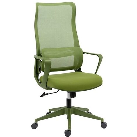 Chaise de bureau LINEA - tissu et maille - avec accoudoirs, appui-tête et soutien lombaire - Mécanisme Basculant centré - Pied nylon - vert - Maxiburo