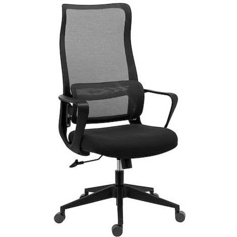 Chaise de bureau LINEA - tissu et maille - avec accoudoirs, appui-tête et soutien lombaire - Mécanisme Basculant centré - Pied nylon - noir - Maxiburo