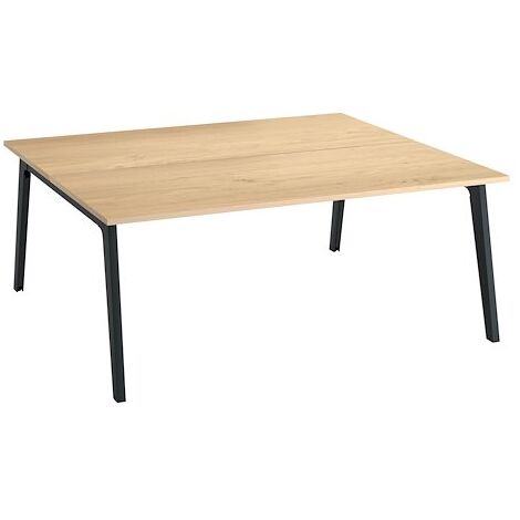 Pôle de 2 bureaux Exprim chêne clair + goulotte L 180 cm - piètement anthracite - Maxiburo (1/4)