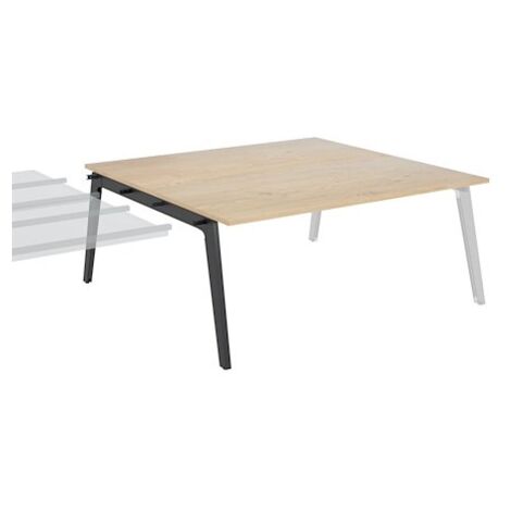 Pôle de 2 bureaux suivants chêne clair piètement anthracite RAL 7016 + goulotte  L 180 cm - Exprim - Maxiburo (1/2)