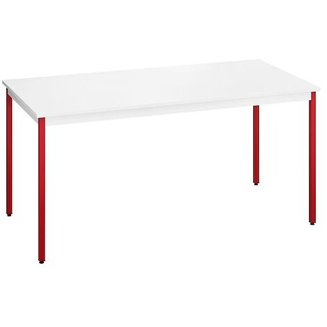 Table multi-usages plateau blanc L 160 x P 80 cm - Piètement rouge - Maxiburo