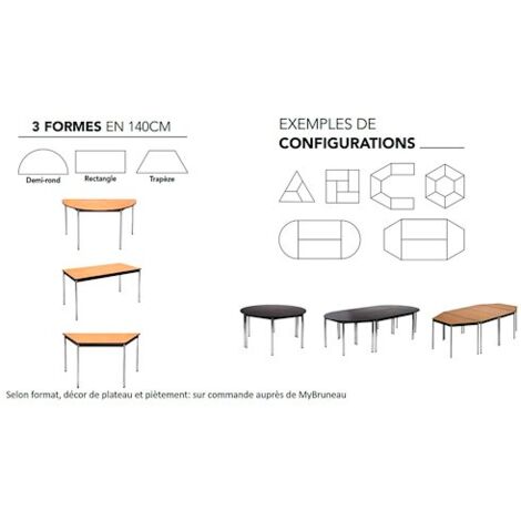 Table Multiforme Confort 140 x 70 chêne clair pied chrome avec bords arrondis antichocs - Maxiburo (1/2)