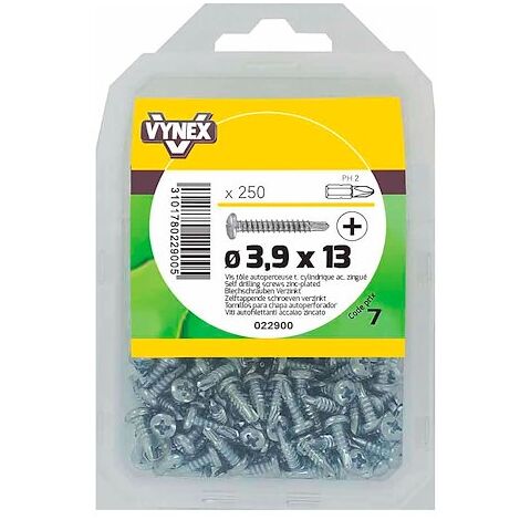 Vis tôle autoperceuse tête cylindrique cruci acier zingué Ø 3,9 x L 13 mm - Paquet de 250 - Maxiburo (1/2)