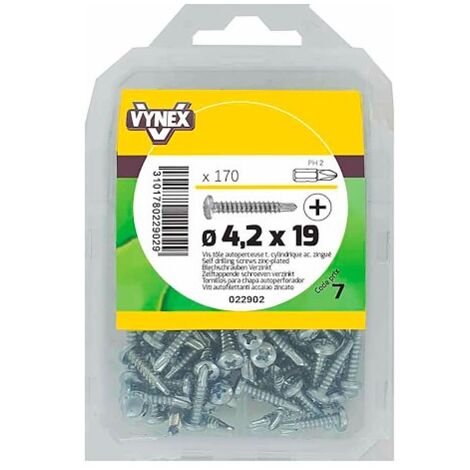 Vis tôle autoperceuse tête cylindrique cruci acier zingué Ø 4,2 x L 19 mm - Paquet de 170 - Maxiburo (1/2)