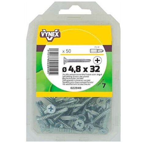 Vis tôle autoperceuse tête fraisée cruci acier zingué Ø 4,8 x L 32 mm - Paquet de 50 - Maxiburo (1/2)