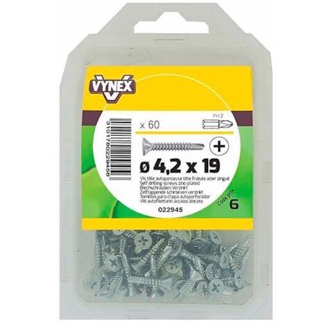 Vis tôle autoperceuse tête fraisée cruci acier zingué Ø 4,2 x L 19 mm - Paquet de 60 - Maxiburo (1/2)