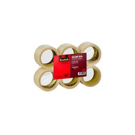 Ruban adhésif d'emballage SECURE SEAL Scotch, 50 mm x 66 m - Transparent - Lot de 6