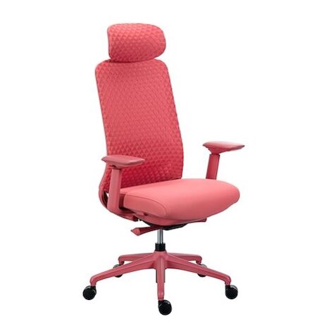 Chaise de Bureau LEMO tissu - avec accoudoirs 3D, appui-tête, profondeur d'assise et soutien lombaire réglables - Mécanisme Synchrone - Pieds aluminium - Corail - Maxiburo (1/5)