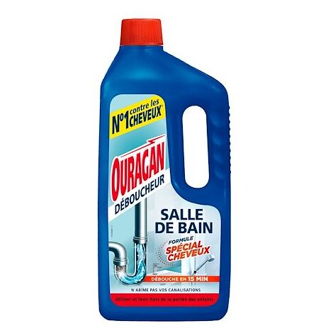 Déboucheur javel Ouragan salle de bain spécial cheveux - Flacon de 1 L