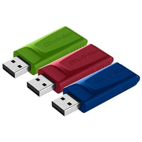 Pack de 3 clés USB 2.0 Verbatim rétractable rouge / bleue / verte 16 Go (1/5)