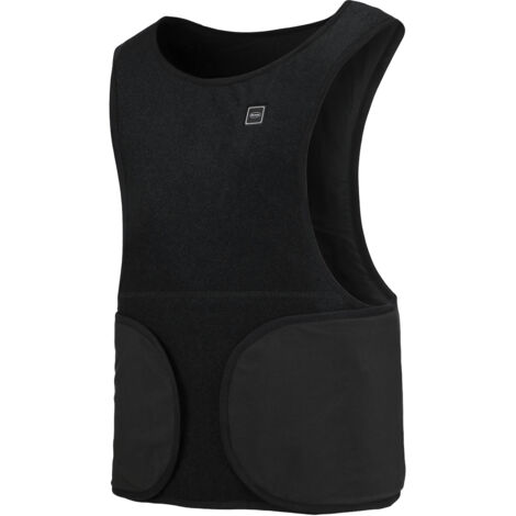 Gilet chauffant ajustable noir avec batterie – 3 niveaux de température – Éléments chauffants poitrine et dos – Lavable en machine – PIP (1/6)