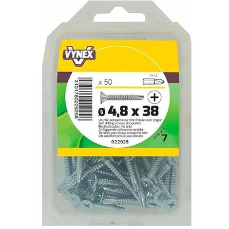 Vis tôle autoperceuse tête fraisée cruci acier zingué Ø 4,8 x L 38 mm - Paquet de 50 - Maxiburo (1/2)