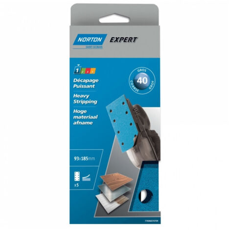 Patins auto-agrippants perforés 93x185mm (x5) NORTON - Grain: 80 (1/5)