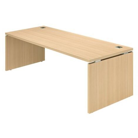 Bureau droit L 160 x P 90 cm, piètement plein bois - Milano - chêne clair - Maxiburo (1/3)
