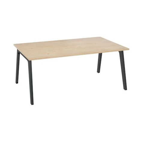 Bureau manager Exprim chêne clair piétement métal anthracite L 180 x P 100 cm - Maxiburo (1/4)