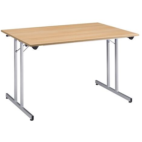 Table multi-usages pliante chêne L 120 x P 80 cm - piètement aluminium - Maxiburo