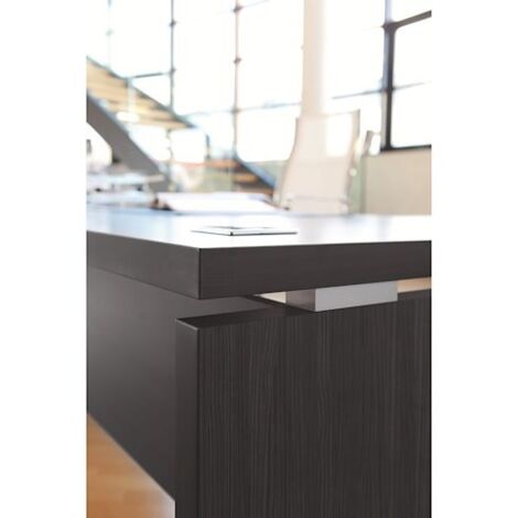 Bureau droit L 180 x P 90 cm, piètement plein bois - Milano - noir - Maxiburo (1/2)