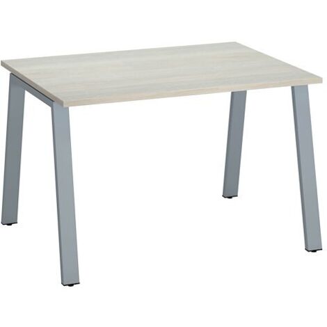 Bureau droit individuel chêne gris 120 x 80 cm, piétement métal aluminium - Arch - Maxiburo (1/2)