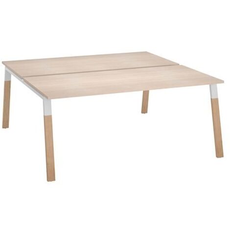 Pôle de 2 bureaux droits L 180 x P 80 cm, piétement bois métal chêne clair - Arch - Maxiburo (1/2)