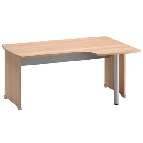 Bureau compact hêtre retour à droite L 160 cm piètement plein bois - Jazz