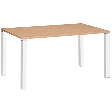Bureau droit L 140 cm chêne clair Exprim piètement métal blanc - Maxiburo (1/5)