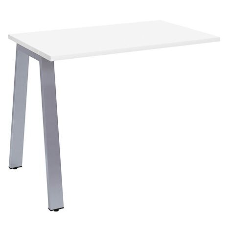 Retour bureau manager blanc 100 x 80 cm, piétement métal aluminium - Arch - Maxiburo (1/2)