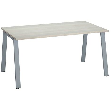 Bureau droit individuel chêne gris 160 x 80 cm, piétement métal aluminium - Arch - Maxiburo (1/3)