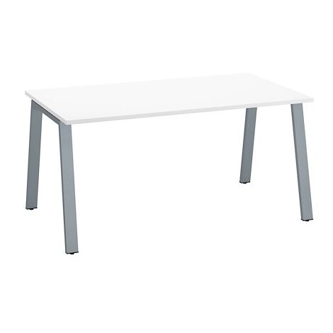 Bureau droit individuel blanc 160 x 80 cm, piétement métal aluminium - Arch - Maxiburo (1/3)