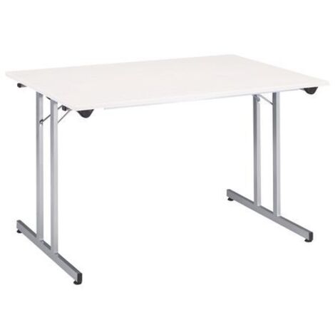 Table multi-usages pliante blanche L 120 x P 80 cm - piètement aluminium - Maxiburo