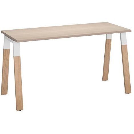 Bureau droit individuel L 140 x P 60 cm piétement bois métal chêne clair - Arch - Maxiburo (1/2)