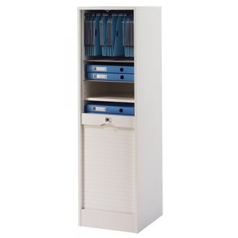 Beaux Meubles Pas Chers – Classeur à rideau 8 tablettes avec kit dossiers suspendus – Dimensions L 41,4 cm x H 140,4 cm x P 44 cm – Fermeture à clé