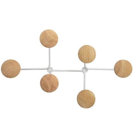 Patère murale Six - blanc/bois (1/5)