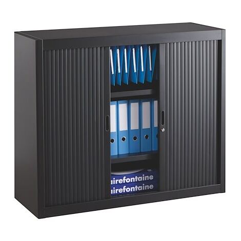 Armoire métal à rideaux démontable Classique H 100 x L 120 cm unicolore - Noir - Maxiburo