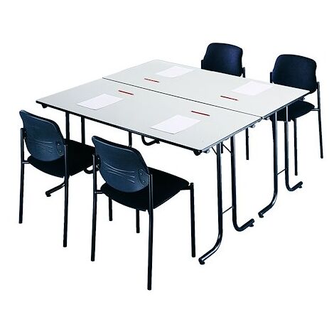 Table rectangulaire pliante plateau gris clair L 120 x P 70 cm - Classique - piétement noir - Maxiburo (1/4)