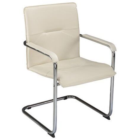Fauteuil visiteur simili cuir Rumba - ivoire (1/2)